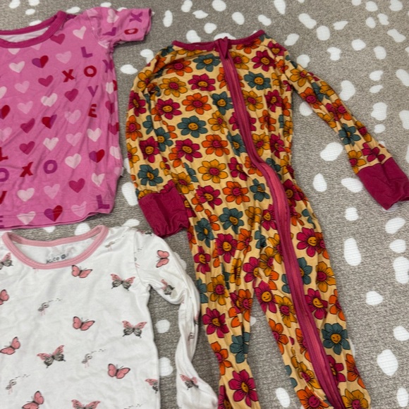 BUNDLE Bamboo Pajamas toddler girl kyte baby butterflies daisy set long sleeve - Picture 5 of 8
